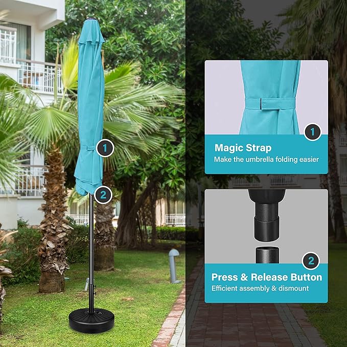 Simple Deluxe 2 Pack 9FT Outdoor Patio Umbrella Table Market Umbrella with Push Button Tilt and Crank, 8 Sturdy Ribs, UV Protection Waterproof for Garden, Lawn, Deck, Backyard, Pool,Turquoise