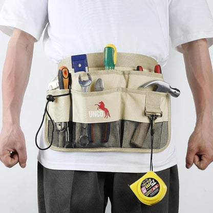 UNCO- Adjustable Gardening Belt, Beige, 7 Pockets, Wear, Cut and Water Resistant, Garden Tool Belt Pouch, Waist Apron with Pockets
