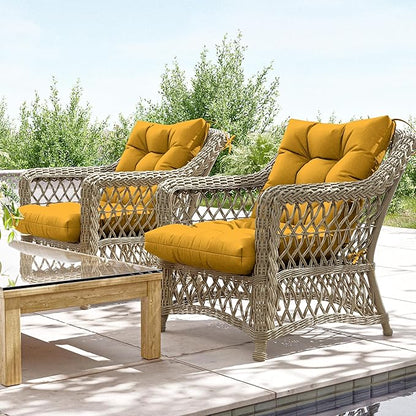 Patio Seat&Back Chair Cushions for Outdoor Furniture，Comfortable Cushions for Rocking/Dining/Lawn Chair-Set of 2