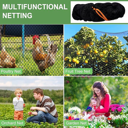 Bird Netting - 50' x 50' Garden Netting with 1' Square Mesh for Chicken, Protect Blueberries, Fruit Trees from Deer, Squirrel for Farm, Orchard