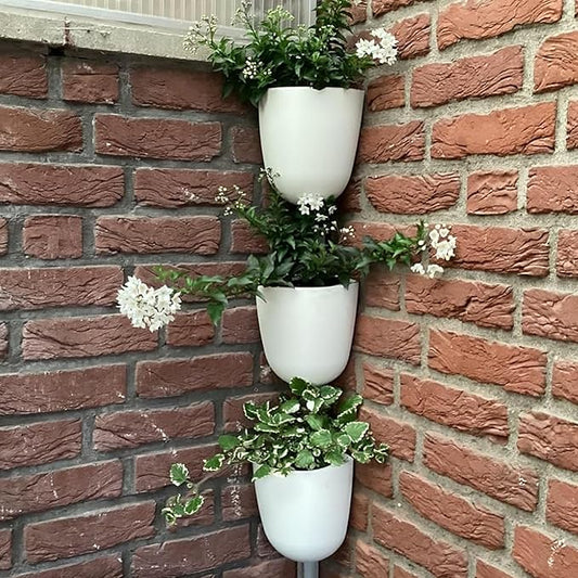 ORIMERC 4 Pack Corner Wall Mounted Hanging Planter Self Watering Triangle Plastic Flower Pot Decorative Modern Plant Vase Container Holder for Succulent Indoor Outdoor Home Office Décor White