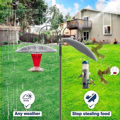 13" Bird Feeder Rain Guard, Hummingbird Feeder Shade Dome Cover, Hanging Baffle for Bird Feeder Pole,Smart Birds Feeder's Umbrella(Grey), 2 Pack