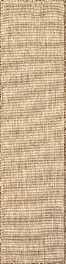 nuLOOM Outdoor Performance Collection Nakia Brown/Ivory, 2' x 6', Soft, High Traffic, Stain Resistant, Easy Clean, Durable Runner for Indoor/Outdoor Patio, Deck, Porch, Garden, Courtyard