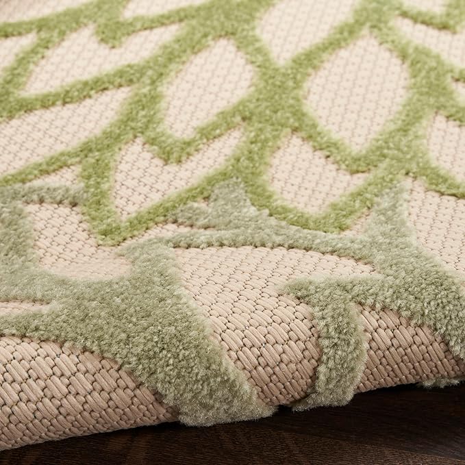 Nourison Home Aloha Tropical Indoor/Outdoor Ivory Green 5'3" x 7'5" Area Rug, Easy Cleaning, Non Shedding, Bed Room, Living Room, Dining Room, Backyard, Deck, Patio (5x7)