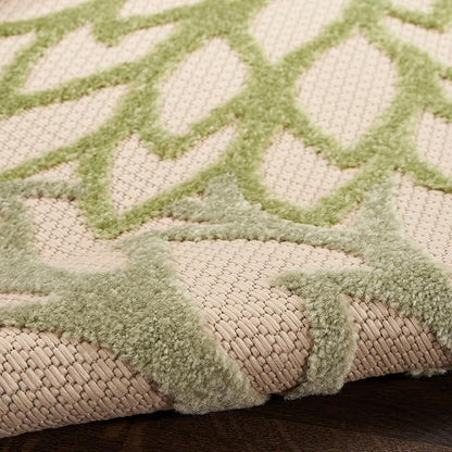 Nourison Home Aloha Tropical Indoor/Outdoor Ivory Green 5'3" x 7'5" Area Rug, Easy Cleaning, Non Shedding, Bed Room, Living Room, Dining Room, Backyard, Deck, Patio (5x7)