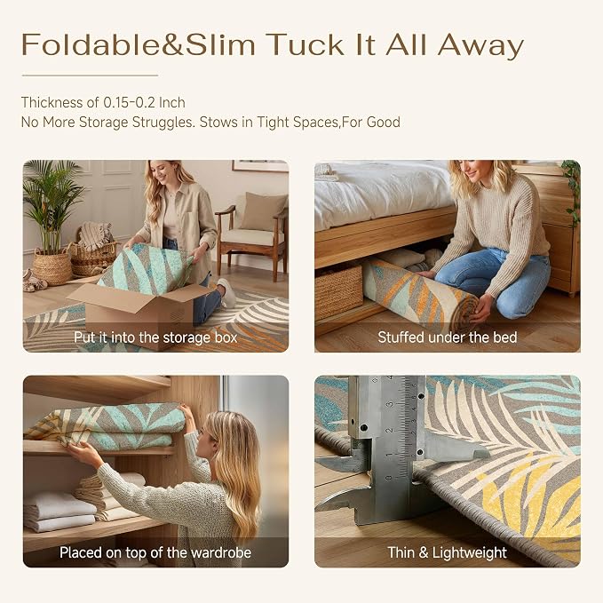 5x7 Indoor Outdoor Area Rug Washable Patio Rug Brown Non Slip Non Shedding Waterproof Carpet for Living Room Bedroom Backyard Porch Camping RV Balcony Poolside