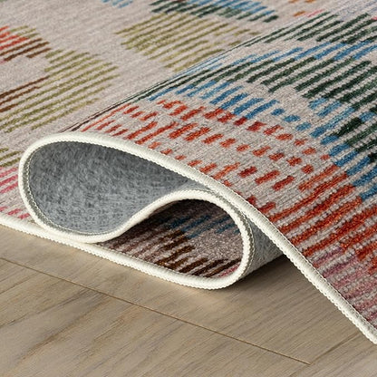Dash & Albert Bloom Multi Machine Washable Rug, 7.5 X 9.5 Feet, Blue/Ivory Floral Pattern