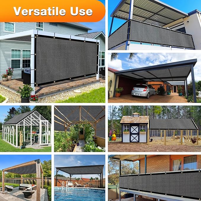 Artpuch Outdoor Pergola Shade Cover 10x14 FT Sun Shade Cloth with Grommets Dark Grey 90% UV Protection Canopy Patio Privacy Screen (Customized Available)