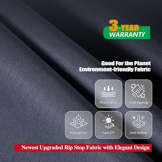 F&J Outdoors Patio Furniture Covers Waterproof Anti-UV Rip-stop Fabric Outdoor Furniture Cover, Grey, 102"Wx74"Dx27.5"H