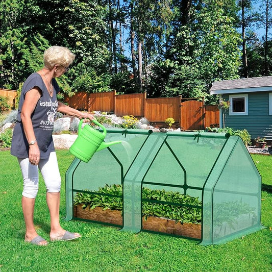 BPS 6x3x3 ft Mini Garden Greenhouse with 3 Dual Covers (PE & PVC & Mesh) Waterproof, UV-Protected Portable Grow Tent for Flowers, Vegetables, and Herbs in All Seasons