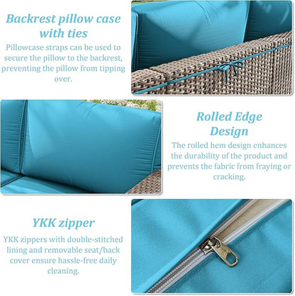 14 Pcs Outdoor Cushion Slipcovers Patio Cushion Covers Replacement Waterproof with Zipper for Outdoor Furniture, Patio Sofa Couch 3 Sizes, Covers Only