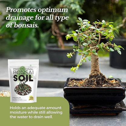 Professional Bonsai Soil Mix Ready to Use | Large 2.2 Quarts, Premium Potting Soil for Bonsai Trees, Fast Draining Blend Lava Limestone Pearock Calcined Clay Pinebark Indoor Outdoor | Made in USA