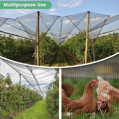 Protection Cover 10 Ft. x 10 Ft. Garden Netting with Grommets Anti Squirrels and Other Animals and Hail Perfect for Garden Plants Fruit Trees Pond Protection - PP1010KK