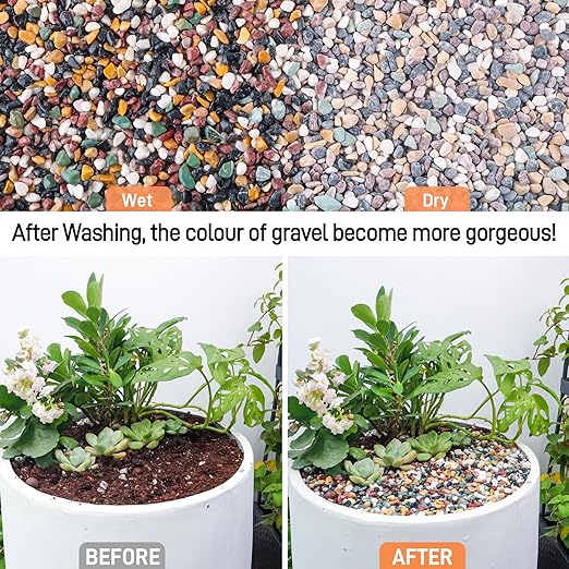 CJGQ 18lb Aquarium Gravel for Plants, 1/4Inch Fish Tank Gravel for Succulent Cactus and Bonsai, Decorative River Rocks Pebbles for Gardening, Flower Pots, Landscaping,Terrarium