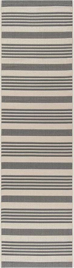 SAFAVIEH Washable Rug Outdoor Courtyard Collection - 9' x 12', Grey & Bone, Non-Shedding & Easy Cleaning, Ideal for Patio, Backyard, Mudroom (CY6062-236)