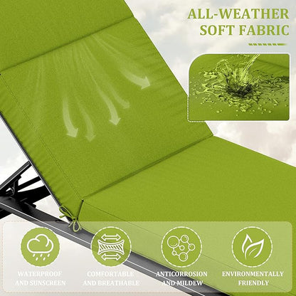 2 Pcs Chaise Lounge Cushions Outdoor, 80" L X 26" W X 4" D Lounge Chair Cushions for Outdoor Furniture, High-Density Foam Patio Chaise Cushion-Waterproof Fade-Resistant ThickPatio lounge chair cushion