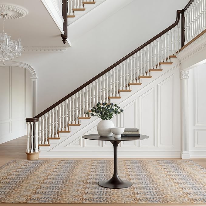 Dash & Albert Seneca Natural Machine Washable Rug, Runner-2.5 X 8 Feet, Tan Geometric Pattern