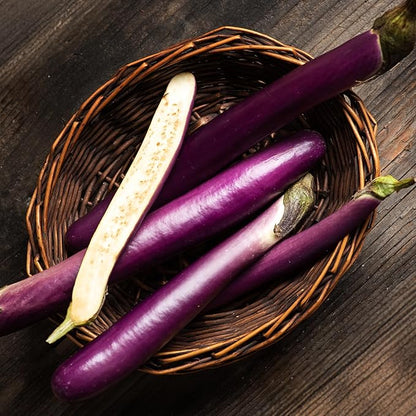 Organic Eggplant Seeds (Long Purple) - Approx 160 Seeds (Pack of 2)
