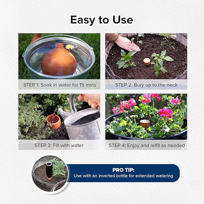 Classic Olla Watering Pot with Lid - Terracotta Self Watering Irrigation up to 3 ft in Diameter for Gardens, Raised Beds, and Large Pots - Vacation Friendly - Large