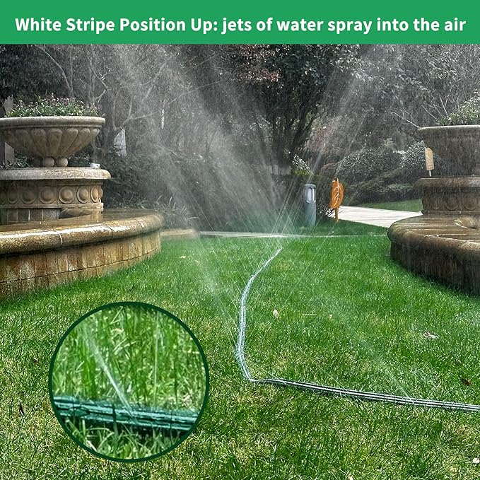 Watoo 2026 Sprinkler Hose & Soaker Hose for Yard - 50 FT Reinforced Flat Garden Hose with Holes, Heavy Duty No-Kink Lawn Irrigation Hose (Includes Stakes, High Pressure Spray)