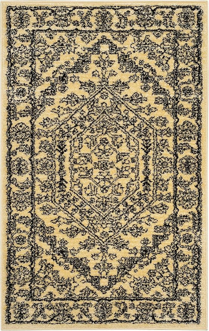 SAFAVIEH Adirondack Collection Accent Rug - 3' x 5', Gold & Black, Oriental Medallion Design, Non-Shedding & Easy Care, Ideal for High Traffic Areas in Entryway, Living Room, Bedroom (ADR108H)