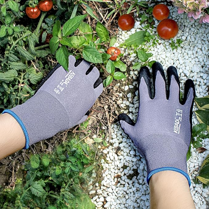 Kebada W5 Work Gloves Bulk Pack (60 Paris), Foam Nitrile Coated Working Gloves with Grip, Ultra Stretchable Spandex Knit Gloves for Gardening and Light Duty Mechanic Work, X-Large (Made in Vietnam)