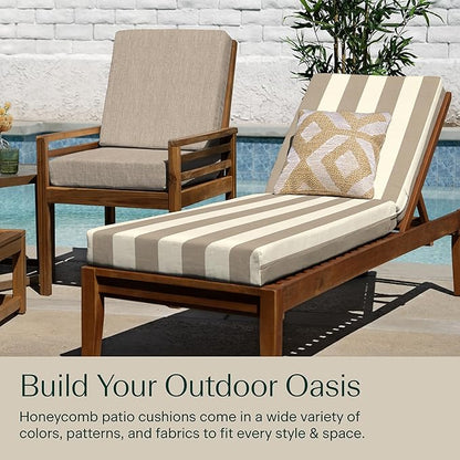 Honeycomb Outdoor Heritage Chaise, 22.5" W x 70" L, Cabana Stripe Tan Chair Cushion for Patio Furniture