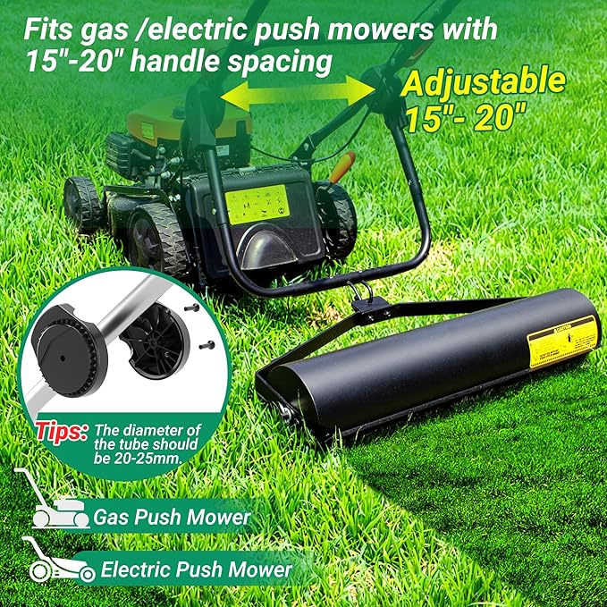 Suchtale Lawn Striping Kit for Push Mowers, Heavy-Duty Stainless Steel Roller, Universal DIY Lawn Striper with Large Easy-Fill Sand Port & Funnel, Adjustable Design, Fits Gas or Electric Lawn Mowers