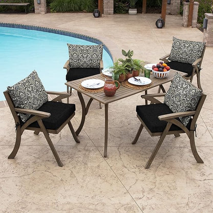 Arden Deep Seat Pillow Back Cushion, 23 x 17, Outdoor/Indoor Replacement Back Cushion, Plush Support, Fade-Resistant, Rain-Proof Patio Furniture Cushion, Black Aurora Damask