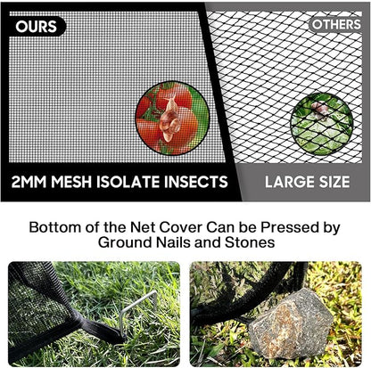MIAOKE 2 Pack Pop Up Mesh Plant Cover, 35.4x35.4x38.2 Inch No Build Protection Against Insects Garden Netting, Raised Bed Cover for Barrier Against Insects for Vegetable Plant Fruit Animals-Black