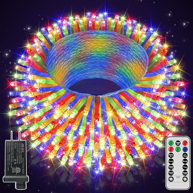 328 FT 1000 LED Christmas Lights Outdoor, 8 Lighting Modes String Lights with Remote, Christmas Light for Outside Wedding Party Classroom Holiday Decor(Multicolor)