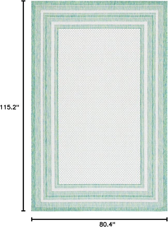 SAFAVIEH Courtyard Collection 6'7" x 9'6" Ivory/Green CY8475 Indoor/ Outside Waterproof Easy cleansingPatio Backyard Mudroom Area Mat