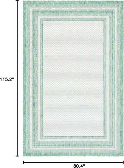 SAFAVIEH Courtyard Collection 6'7" x 9'6" Ivory/Green CY8475 Indoor/ Outside Waterproof Easy cleansingPatio Backyard Mudroom Area Mat