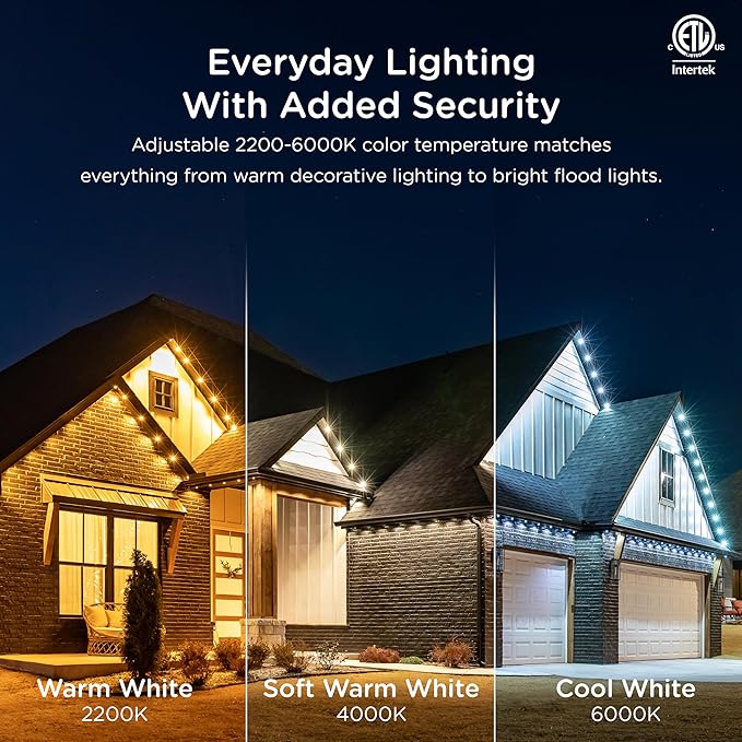 Enbrighten Vibe Eternity Permanent Outdoor Lights for House, 100 Feet, 72 RGBWIC LEDs, Close Spacing, 33lm, Color Changing, Christmas, Eave Lighting, Smart App, Works with Alexa, Google Home, 81103