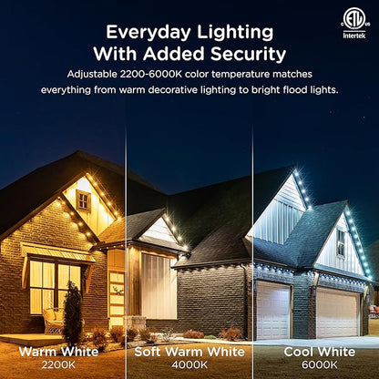 Enbrighten Vibe Eternity Permanent Outdoor Lights for House, 100 Feet, 72 RGBWIC LEDs, Close Spacing, 33lm, Color Changing, Christmas, Eave Lighting, Smart App, Works with Alexa, Google Home, 81103