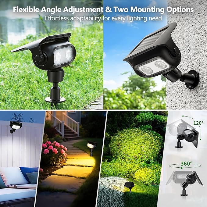 Brizled 4 Pack RGB Solar Spot Lights Outdoor, 360° Rotation 9 Colors & 11 Modes Color Changing Spotlights July 4th Outdoor Landscape Lights Solar Spot Landscaping Pathway Lighting for Path Garden Yard
