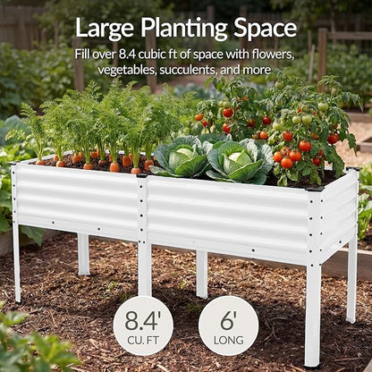 Best Choice Products 72x24x30in Non Toxic Galvanized Raised Garden Bed, Metal Elevated Planter Box, Vegetable Garden, 100% Non Toxic Materials - White