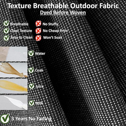 Outdoor Patio Furniture Replacement Cushions,25X25X5 Inch Deep Seat Chair Seat Back Cushion Set,All Weather Breathable Sectional Cushions for Patio Furniture Couch Loveseat,Black 2PCS