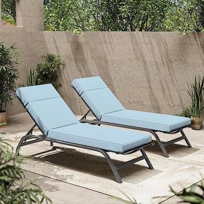 2 Pcs Chaise Lounge Cushions Outdoor, 80" L X 26" W X 4" D Lounge Chair Cushions for Outdoor Furniture, High-Density Foam Patio Chaise Cushion-Waterproof Fade-Resistant ThickPatio lounge chair cushion