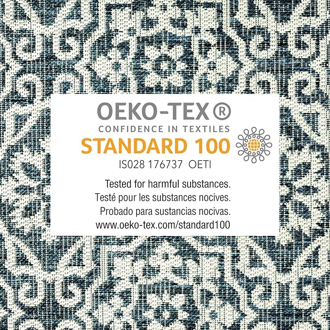 Nicole Miller New York Patio Country Danica Transitional Geometric Indoor/Outdoor Area Rug, Blue/White, 5'2"x7'2"
