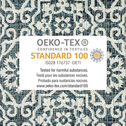 Nicole Miller New York Patio Country Danica Transitional Geometric Indoor/Outdoor Area Rug, Blue/White, 5'2"x7'2"