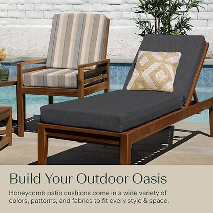Honeycomb Outdoor Heritage Chaise, 22.5" W x 70" L, Textured Solid Charcoal Grey Chair Cushion for Patio Furniture