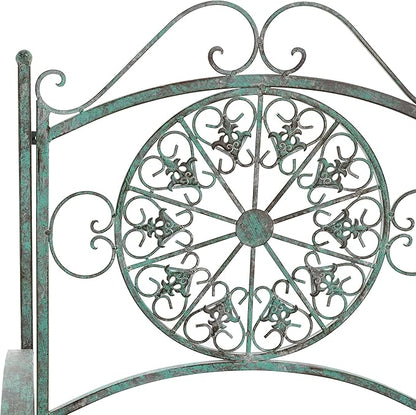 SAFAVIEH Outdoor Collection Sophie Victorian Scroll Antique Dark Green Wrought Iron 4-Piece Patio Set