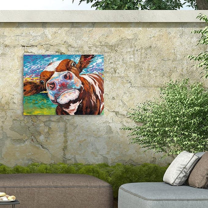 Trademark Fine Art ' Curious Cow I ' Outdoor All-Weather Wall Decor by Carolee Vitaletti 24x32