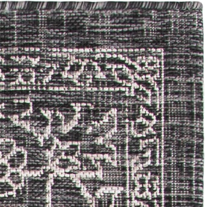 SAFAVIEH Washable Rug Outdoor Courtyard Collection - 2'7" x 5', Black & Ivory, Non-Shedding & Easy Cleaning, Ideal for Patio, Backyard, Mudroom (CY8680-36621)