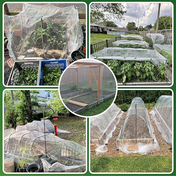 SWANGSA Garden Netting 10 X 50 FT 2 Pack, Ultra Fine Garden Mesh Plant Netting for Garden Protection Row Cover Raised Beds Screen, Protecting Plants Vegetables Flowers Fruit Trees