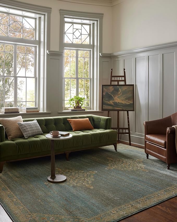 Loloi Magnolia Home by Joanna Gaines Mona Collection MOA-04 Aqua/Wheat 2'-6" x 10'-0" Runner Rug