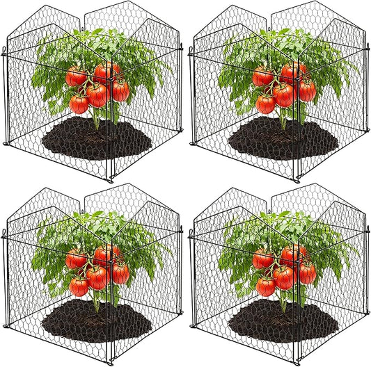 DECOHS 4 Packs Chicken Wire Cloche Plant Protectors from Animals Garden Plant Cage Protector - Wire Plant Protectors to Keep Animals Out