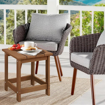 LZRS Adirondack Outdoor Side Table – Durable Weather-Resistant HDPE Patio End Table for Porch, Deck, Pool, Garden,Sturdy and Easy Assembly, Brown