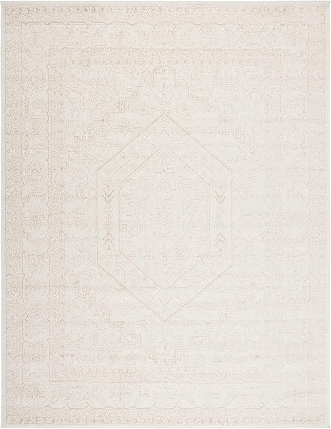 SAFAVIEH Adirondack Collection Area Rug - 9' x 12', Ivory & Beige, Oriental Medallion Design, Non-Shedding & Easy Care, Ideal for High Traffic Areas in Living Room, Bedroom (ADR108E)